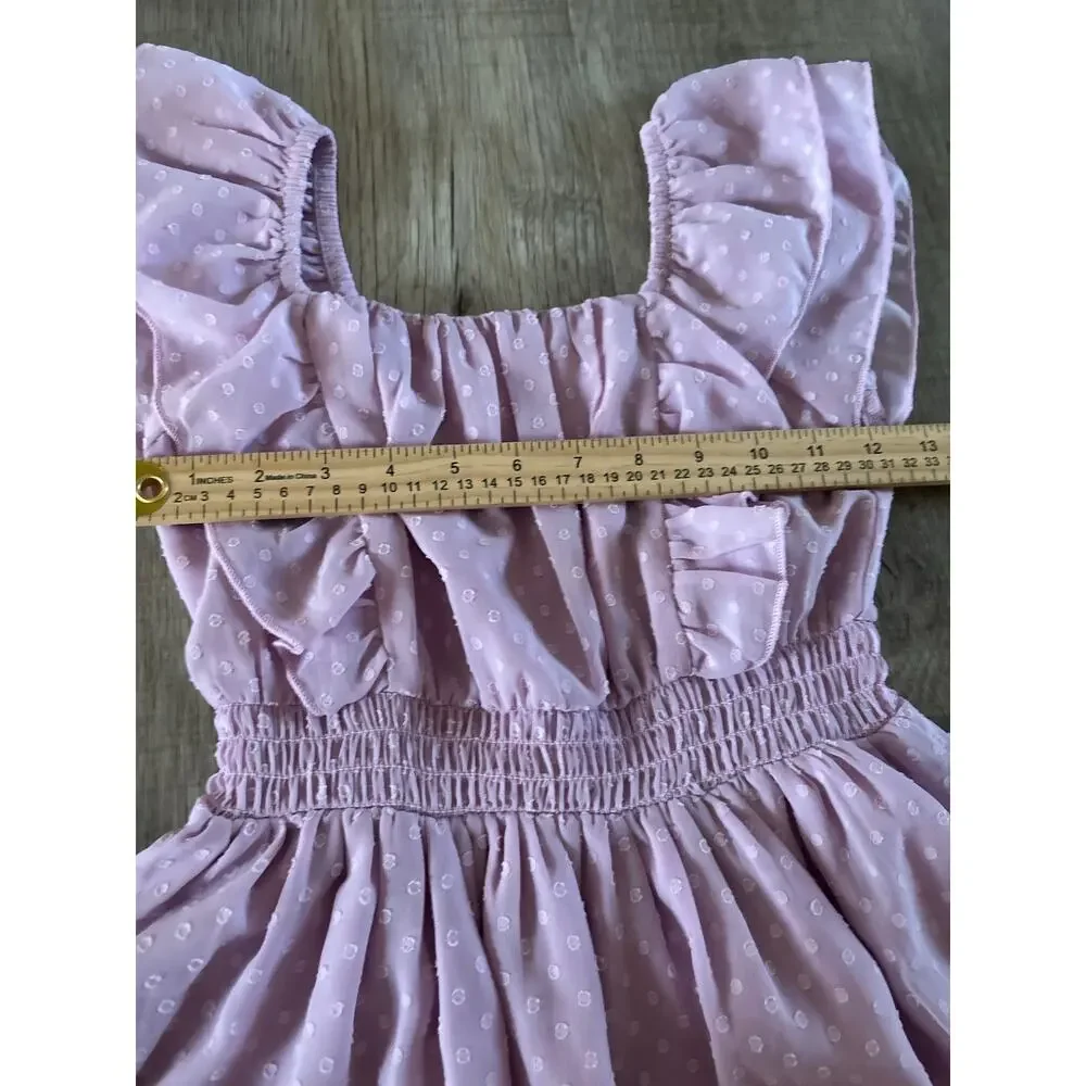 Cat & Jack Girls Size S 6/7 purple Swiss Dot Ruffle Tiered Dress